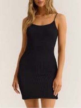Z Supply Azure Crinkle Stretch Knit Mini Dress in black